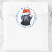 Sticker Rond Joyeux Noël Père Noël Chien Black Labrador (Sac)