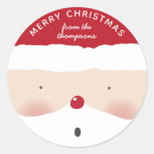 Sticker Rond Joyeux Noël Père Noël mignon Amusant Nom personnal (Devant)