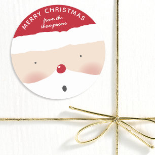 Sticker Rond Joyeux Noël Père Noël mignon Amusant Nom personnal