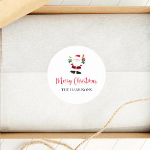 Sticker Rond Joyeux Noël Père Noël Personnalisé