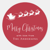 Sticker Rond Joyeux Noël Père Noël Reindeer Red (Devant)
