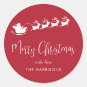 Sticker Rond Joyeux Noël Père Noël Sleigh Red (Devant)