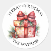 Sticker Rond Joyeux Noël personnalisé (Devant)