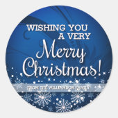 Sticker Rond Joyeux Noël personnalisé (bleu) (Devant)