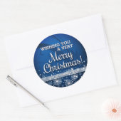 Sticker Rond Joyeux Noël personnalisé (bleu) (Enveloppe)