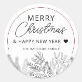 Sticker Rond Joyeux Noël personnalisé hiver (Devant)