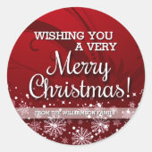 Sticker Rond Joyeux Noël personnalisé (rouge) (Devant)