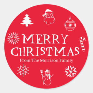 Sticker Rond Joyeux Noël personnaliser nom cadeau collants de f