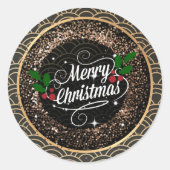 Sticker Rond Joyeux Noël, pétillant et parties scintillant, (Devant)