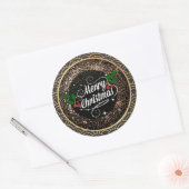 Sticker Rond Joyeux Noël, pétillant et parties scintillant, (Enveloppe)