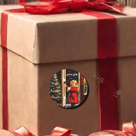 Sticker Rond Joyeux Noël - petite fille
