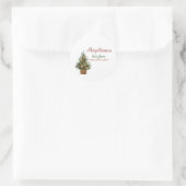 Sticker Rond Joyeux Noël, Pine Tree Orange (Sac)