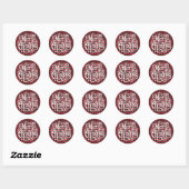 Sticker Rond Joyeux Noël Plaid Rouge & Noir Script (Feuille)