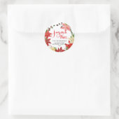 Sticker Rond Joyeux Noel Poinsettia Wreath Return Adresse (Sac)