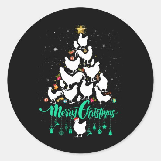 Sticker Rond Joyeux Noël Poulet de Noël Plaisir (Devant)