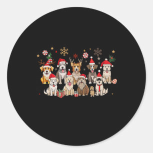 Sticker Rond Joyeux Noël pour les Woofmas Retro Reindeer Chr