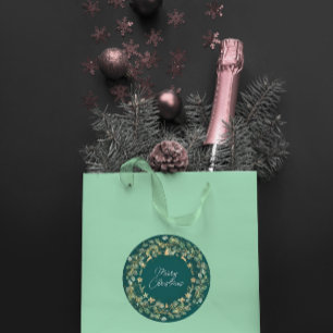 Sticker Rond Joyeux Noël Proep Green Wreath Woodland Gold
