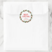 Sticker Rond Joyeux Noël Red Berry Script | Wreath (Sac)