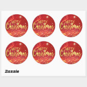 Sticker Rond Joyeux Noël, Red Bokeh, Gold et White Lights (Feuille)