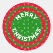 Sticker Rond Joyeux Noël Red Green & Snowflakes (Devant)