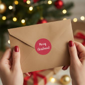 Sticker Rond Joyeux Noël Red & White Typography Festival