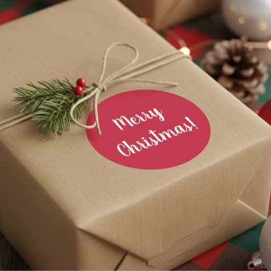 Sticker Rond Joyeux Noël Red & White Typography Festival