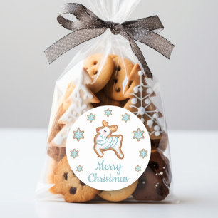 Sticker Rond Joyeux Noël Reindeer