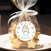 Sticker Rond Joyeux Noël Renne Mignon