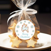 Sticker Rond Joyeux Noël Renne Mignon