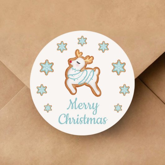 Sticker Rond Joyeux Noël Renne Mignon