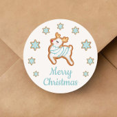 Sticker Rond Joyeux Noël Renne Mignon