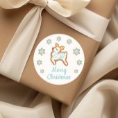 Sticker Rond Joyeux Noël Renne Mignon