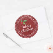 Sticker Rond Joyeux Noël Retour Adresse Rouge (Enveloppe)