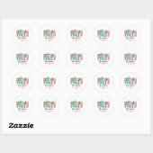 Sticker Rond Joyeux Noël Rétro Coloré (Feuille)