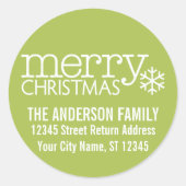 Sticker Rond Joyeux Noël Retro Flocon de neige - Lime Green (Devant)