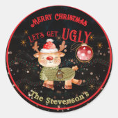 Sticker Rond Joyeux Noël & Rindeer doux (Devant)