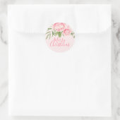 Sticker Rond Joyeux Noël rose floral non traditionnel (Sac)