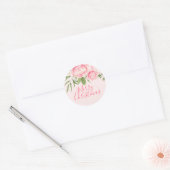 Sticker Rond Joyeux Noël rose floral non traditionnel (Enveloppe)