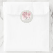 Sticker Rond Joyeux Noël rose Rose Nom Fêtes gris 3D (Sac)