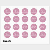 Sticker Rond Joyeux Noël rose Script Vacances (Feuille)