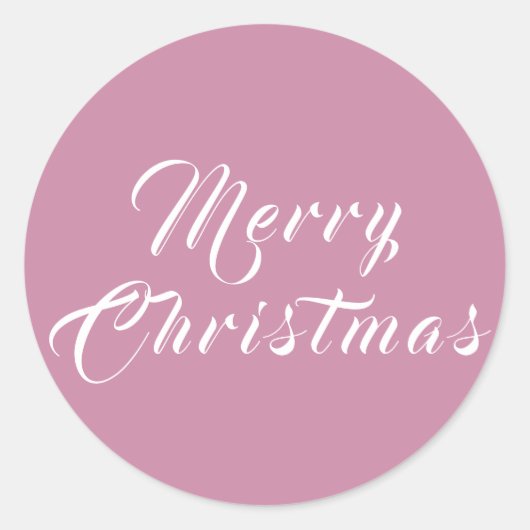 Sticker Rond Joyeux Noël rose Script Vacances (Devant)