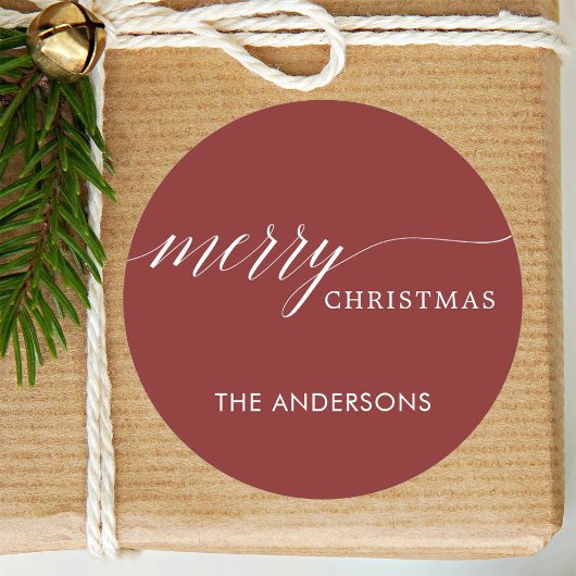 Sticker Rond Joyeux Noël Rouge