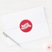 Sticker Rond Joyeux Noël Rouge Blanc Fun Retro (Enveloppe)