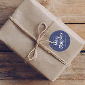 Sticker Rond Joyeux Noël Rouge Bleu Marine Simple Flocon de nei