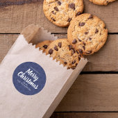 Sticker Rond Joyeux Noël Rouge Bleu Marine Simple Flocon de nei