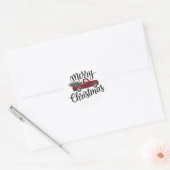 Sticker Rond Joyeux Noël Rouge Buffalo Chariot Plaid (Enveloppe)