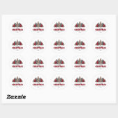Sticker Rond Joyeux Noël Rouge Buffalo Plaid et Leopard Tree (Feuille)
