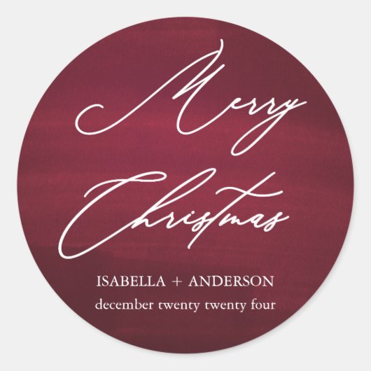Sticker Rond Joyeux Noël rouge Élégant Script (Devant)