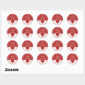 Sticker Rond Joyeux Noël Rouge Et Blanc Fait Avec Amour (Feuille)