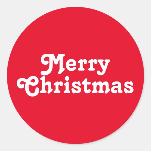 Sticker Rond Joyeux Noël rouge et blanc moderne mignon (Devant)